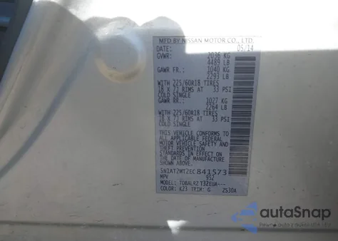 2014 Nissan Rogue Sl from USA, damaged, VIN 5N1AT2MT2EC841573